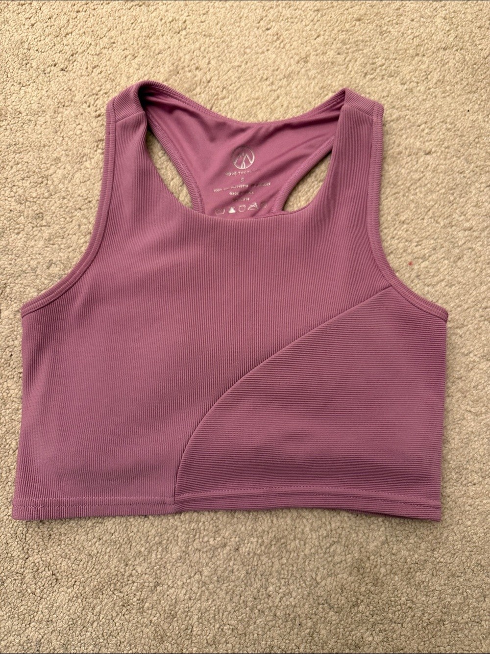 Move Theology Purple Ribbed Sports Bra Top